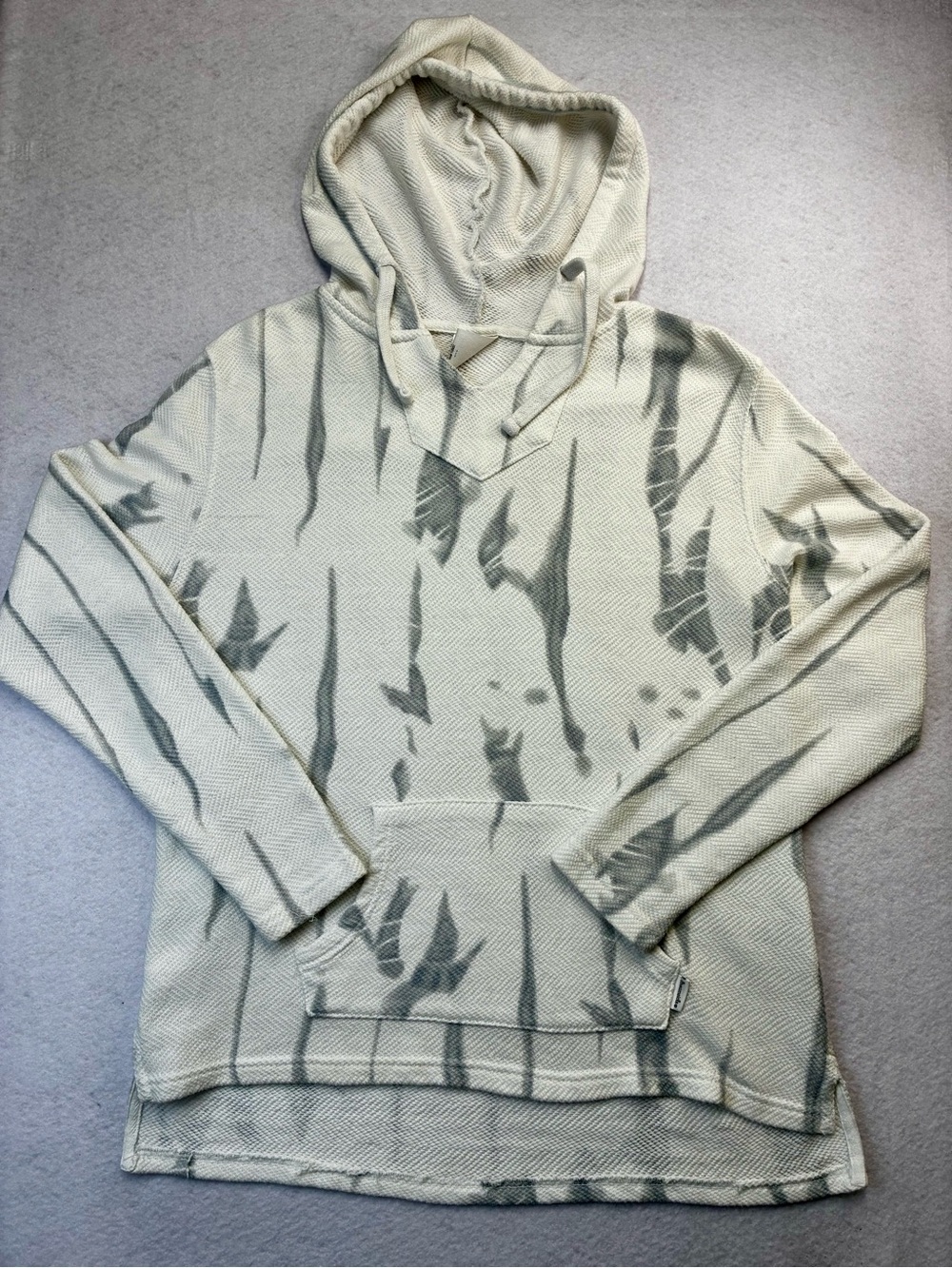 Dreamsicle Gray and White Tie-Dye Knit Hoodie - Size M-EUC